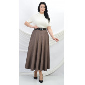 SORALLİNE KADIN KLOŞ ETEK 95 CM BOYUNDA BUKLET KUMAŞ 779 KAHVE - 1