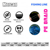 Mercan Platinum PE 8X Örgü İp 500 m Makara Misina - 7
