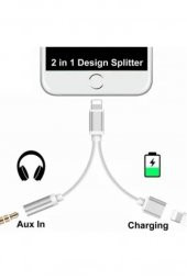 Lightning Kulaklık Şarj Çevirici Çoklayıcı Dönüştürücü Adaptör - 3