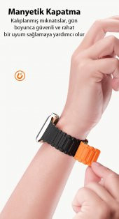 Coofbe Apple Watch 42-44-45MM İçin Manyetik Silikon Kordon Kayış, Apple Watch 2-3-4-5-6-7-8 ve SE - 3