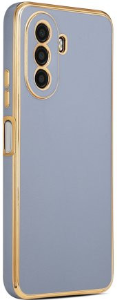 Huawei Nova Y70 Kılıf Kenarları Gold Yüzeyi Pastel Renk Kamera Korumalı Kapak - 1