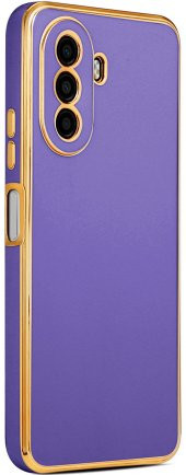 Huawei Nova Y70 Kılıf Kenarları Gold Yüzeyi Pastel Renk Kamera Korumalı Kapak - 3