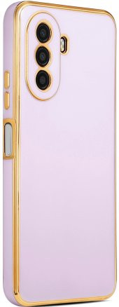 Huawei Nova Y70 Kılıf Kenarları Gold Yüzeyi Pastel Renk Kamera Korumalı Kapak - 8