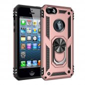 iPhone 5/5S/SE Kılıf Sofya Yüzüklü Standlı Korumalı Kılıf - 4