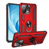Xiaomi Mi 11 Lite Kılıf Sofya Yüzüklü Standlı Korumalı Kılıf - 7