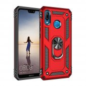 Huawei P20 Lite Kılıf Sofya Yüzüklü Standlı Korumalı Kılıf - 6