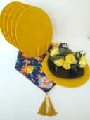 Ayşemce kabak desenli runner, 6 sarı renk supla thumbnail 3