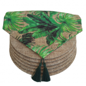 Ayşemce amerikan servis muz, tropikal yapraklı desenli runner 6 çuval,hasır görünümlü supla - 1