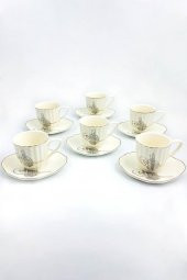 Porselen 6 Kişilik Tuğra Kahve Fincanı Takımı 90Ml - 1