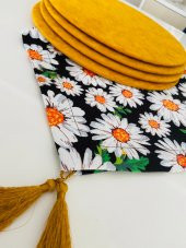 Ayşemce amerikan servis takım (papatya desen runner 4 sarı renk supla) - 2