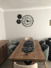 Ayşemce runner siyah mermer desenli dijital baskılı - 1