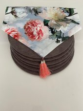 Ayşemce amerikan servis takım (şakayık çiçek desenli runner 6 gri supla) thumbnail 2