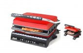 Dökümix Ultra Plus Organik Demirdöküm Izgara& Tost Makinası Kırmızı Izgara Aparatlı,Fırçalı,Yağdanlık - 1