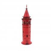 Galata Kulesi Ahşap Işıklı Kırmızı Büyük Boy 60 Cm - 1