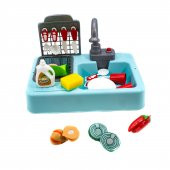Oyuncak Mutfak Lavabo Modern Mutfak Su ile Çalışan Set Mavi - 1