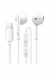Tc-01 Typ-c To Stereo Earphone Kablolu Kulaklık Beyaz - 4
