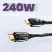Usams US-SJ581 PD3.1 Type-C To Type-C Çinko Alaşım 240W Hızlı Şarj ve Data Kablosu 2m - 2
