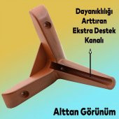 Lüks Mobilya Kanepe Sehpa TV Ünitesi Koltuk Ayağı 14 cm Ahşap Desenli Kahve Baza Ayak - 1