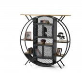 Erezoğulları Mobilya Dekoratif Raflı Ferforje Kapaklı Yuvarlak Kitaplık 125x30x128cm - 1