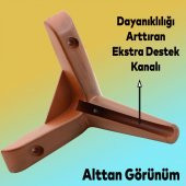Lüks Mobilya Kanepe Sehpa TV Ünitesi Koltuk Ayağı 12 cm Ahşap Desenli Kahve Baza Ayak thumbnail 2
