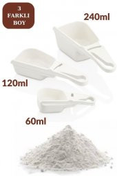 Flosoft 3’lü Ölçü Kabı Seti, Un Şeker Mama Kakao Bakliyat Deterjan Ölçü Kaşığı 3 Boy (60ml,120ml,240ml) - 3