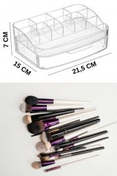 Flosoft Çekmeceli Makyaj Organizeri, Makyaj Kozmetik Fırça Düzenleme Kutusu Şeffaf thumbnail 2