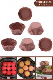 Silicolife 6’lı Airfryer Silikon Kek Muffin Kalıbı ve 8 Uçlu Krema Sıkma Torbası Duy Seti - 2