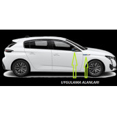 Peugeot 307 308 Yan Aynalar Ve Çamurluk Yanı Damla Desen Bıçak Logo Arma Seti thumbnail 5