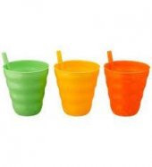 6 Adet Renkli Pipetli Plastik Bardak Pipetli Bardak  Pipet Bardak - 2