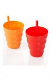 6 Adet Renkli Pipetli Plastik Bardak Pipetli Bardak  Pipet Bardak - 4