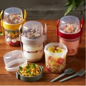 Dev Boy 4 lü Set Meyveli Yoğurt Kabı - Yemek Saklama Ve Müsli Kabı 1100 ML büyük boyuy - 1