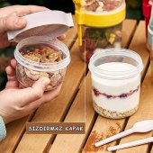 Dev Boy 4 lü Set Meyveli Yoğurt Kabı - Yemek Saklama Ve Müsli Kabı 1100 ML büyük boyuy - 4