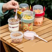 Dev Boy 4 lü Set Meyveli Yoğurt Kabı - Yemek Saklama Ve Müsli Kabı 1100 ML büyük boyuy - 6