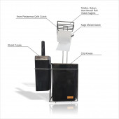 Ayaklı Fırçalı Çöp Akrilik Kovalı Yedek Kağıtlık Havluluk Telefonluk Sabunluk Krom Banyo Wc Tel Seti - 3