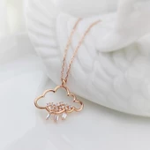 Vaoov 925 Ayar Gümüş Baget Taşlı Bulut Kolye thumbnail 2