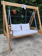 BERZBUĞ WOODEN KURDALE SALINCAK 120 CM MİNDERLİ Bahçe Teras Balkon - 1