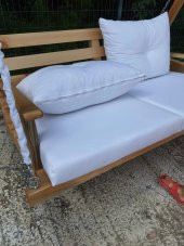 BERZBUĞ WOODEN KURDALE SALINCAK 120 CM MİNDERLİ Bahçe Teras Balkon - 8