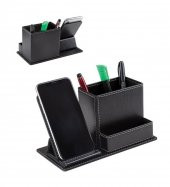 Siyah Suni̇ Deri Masa Seti Telefon Tutuculu thumbnail 3