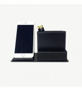 Siyah Suni̇ Deri Masa Seti Telefon Tutuculu thumbnail 5