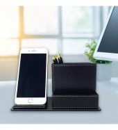 Siyah Suni̇ Deri Masa Seti Telefon Tutuculu thumbnail 1