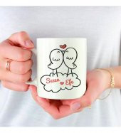 Kişiye Özel İsim, Foto ve Spotify Müzik Kodu Baskılı Mutlu Kuşlar Temalı Sevgili Kupa HK2512 - 2