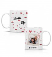 Kişiye Özel İsim, Foto ve Spotify Müzik Kodu Baskılı Kalp Temalı Sevgili Kupa HK2510 - 3