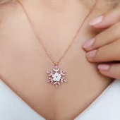 Vaoov 925 Ayar Gümüş Sedef Çiçekli Kar Tanesi Kolye thumbnail 4