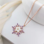 Vaoov 925 Ayar Gümüş Sedef Çiçekli Kar Tanesi Kolye thumbnail 2