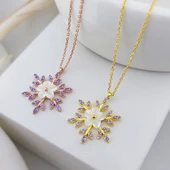 Vaoov 925 Ayar Gümüş Çiçekli Kar Tanesi Kolye thumbnail 2