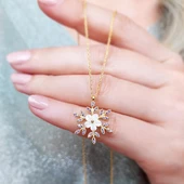 Vaoov 925 Ayar Gümüş Çiçekli Kar Tanesi Kolye thumbnail 1