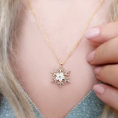 Vaoov 925 Ayar Gümüş Çiçekli Kar Tanesi Kolye thumbnail 3