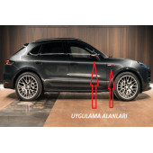 Porsche Macan Yan Aynalar Ve Çamurluk Yanı Damla Desen Bıçak Logo Arma Seti thumbnail 5