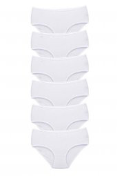 ASM1131 6 lı Kadın Beyaz Pamuklu Bato Külot - 1