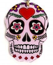 Kalpli Pembe Renk Kuru Kafa Füzyon Cam Duvar Süsü - 1